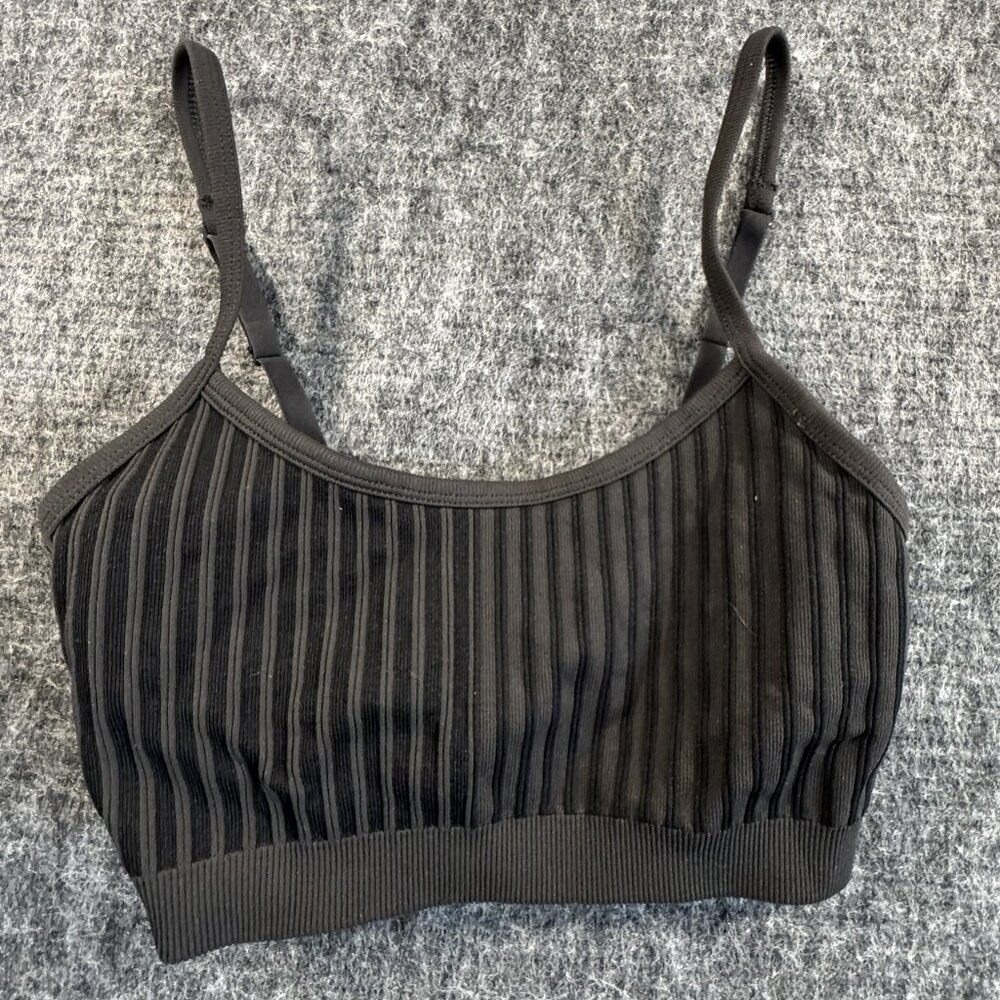 Aerie Bralette Black Ribbed